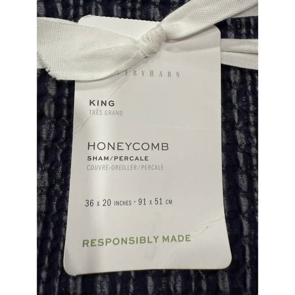 Pottery Barn Honeycomb King Sham – Navy – 100% Cotton Percale – New With Tags - Picture 3 of 6
